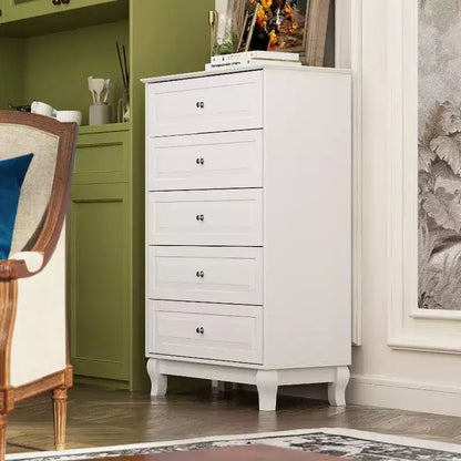 Famapy Commode verticale 5 tiroirs noire/blanche, commode avec finition brillante texturée, armoire de rangement haute, table d'appoint pour chambre/salon