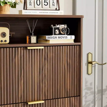 Meuble à chaussures moderne Homy Casa à 2 niveaux avec portes abattantes et étagère ouverte