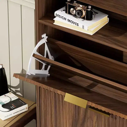 Meuble à chaussures moderne Homy Casa à 2 niveaux avec portes abattantes et étagère ouverte