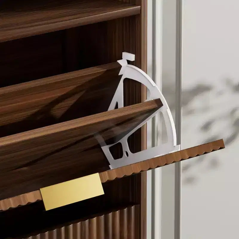 Meuble à chaussures moderne Homy Casa à 2 niveaux avec portes abattantes et étagère ouverte