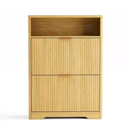 Meuble à chaussures moderne Homy Casa à 2 niveaux avec portes abattantes et étagère ouverte