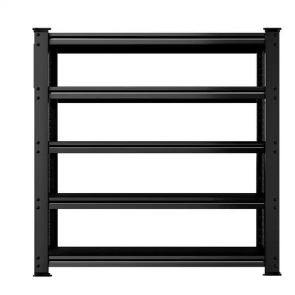 BSMTEK Heavy Duty Garage Storage Shelving 48 x 24 x 72 Inch 5 Tier Metal Rack with Solid Board Shelves Black 5 Pack