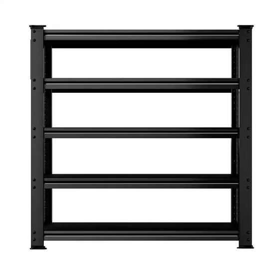 BSMTEK Heavy Duty Garage Storage Shelving 48 x 24 x 72 Inch 5 Tier Metal Rack with Solid Board Shelves Black 5 Pack
