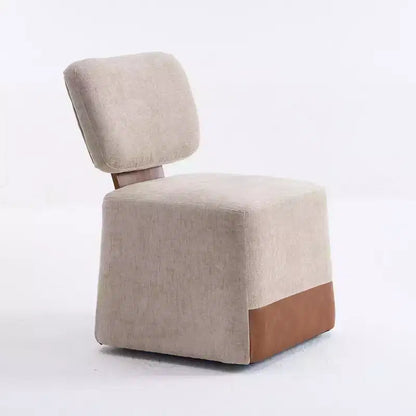 Chaise de salle à manger moderne en lin rembourrée avec roulettes, chaise d'appoint élégante sans accoudoirs pour la cuisine, la salle à manger ou les espaces de vie - Panipeachy