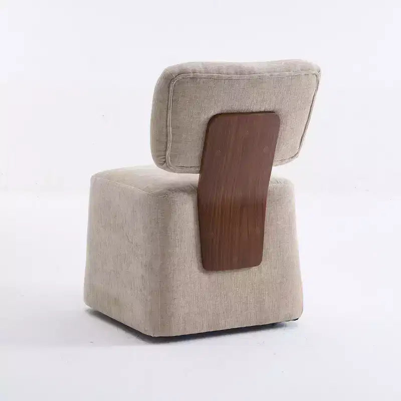 Chaise de salle à manger moderne en lin rembourrée avec roulettes, chaise d'appoint élégante sans accoudoirs pour la cuisine, la salle à manger ou les espaces de vie - Panipeachy