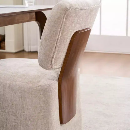 Chaise de salle à manger moderne en lin rembourrée avec roulettes, chaise d'appoint élégante sans accoudoirs pour la cuisine, la salle à manger ou les espaces de vie - Panipeachy