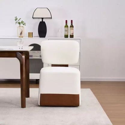 Chaise de salle à manger moderne en lin rembourrée avec roulettes, chaise d'appoint élégante sans accoudoirs pour la cuisine, la salle à manger ou les espaces de vie - Panipeachy