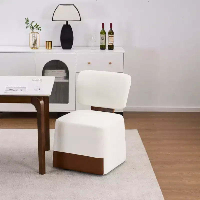 Chaise de salle à manger moderne en lin rembourrée avec roulettes, chaise d'appoint élégante sans accoudoirs pour la cuisine, la salle à manger ou les espaces de vie - Panipeachy