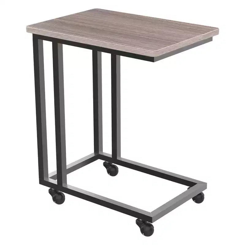 JIONJOY C-Shaped End Table  Slide Under Sofa/Bed, Portable Wheels/Adjustable Feet, Small Space Friendly for Living Room Bedroom