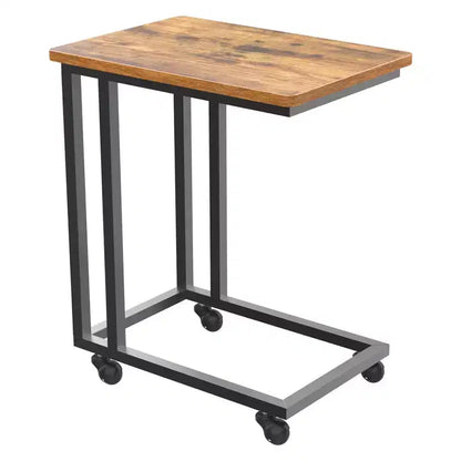 JIONJOY Table d'appoint en C à glisser sous le canapé/lit, roulettes portables/pieds réglables, peu encombrante pour salon et chambre à coucher