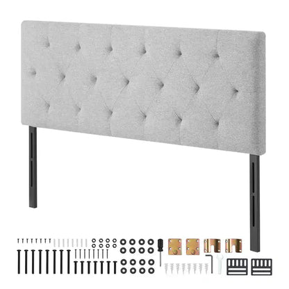 VEVOR Headboard, Full Size Headboard with Adjustable Height, Comfortable Diamond Tufted for Full Size Bed, W 56.3 x H35.6-47.4inches, Light Grey