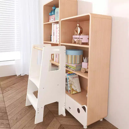 Tour d'apprentissage JVNOXK pour enfants, tabouret de cuisine, tabouret en bois pour tout-petits - Hauteur réglable, pour utilisation en cuisine, blanc