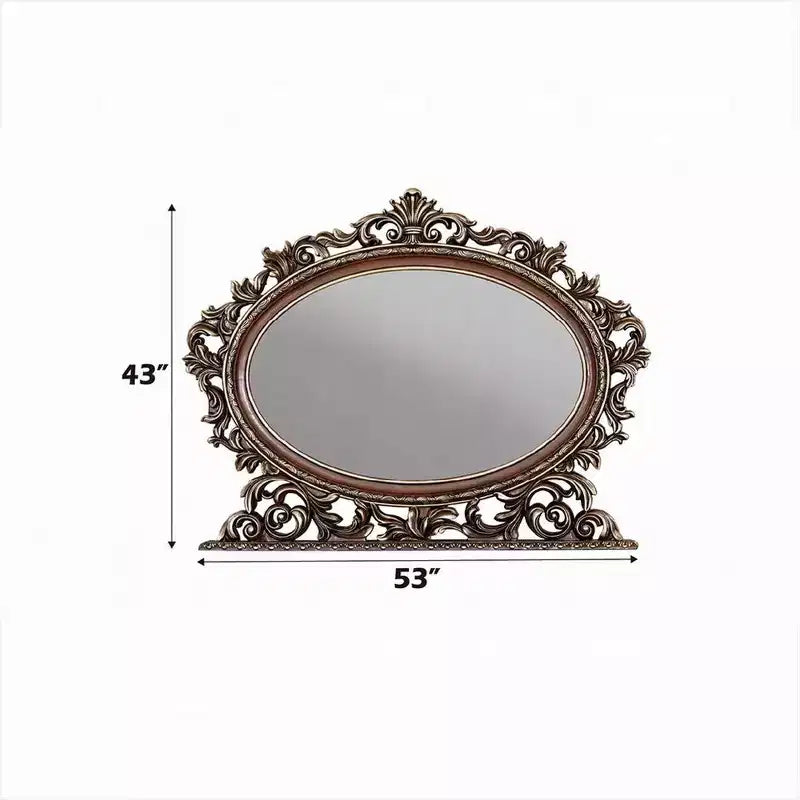 Miroir de commode Royal Hampton, bois de cerisier et champagne brossé, 43x53