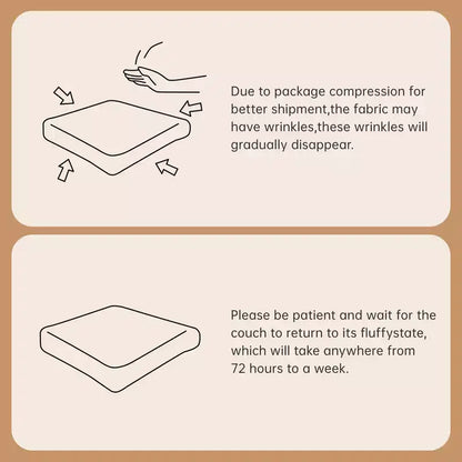 114 Canapé d'angle modulable en flanelle, 3 places, assise profonde, avec boucles, sans montage, crème