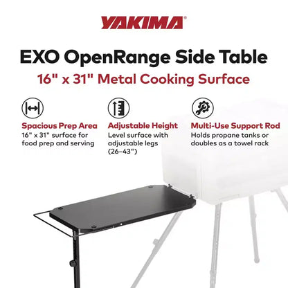 Yakima EXO OpenRange 16 x 31 po. Table d'appoint en métal pour réservoirs de propane, noire