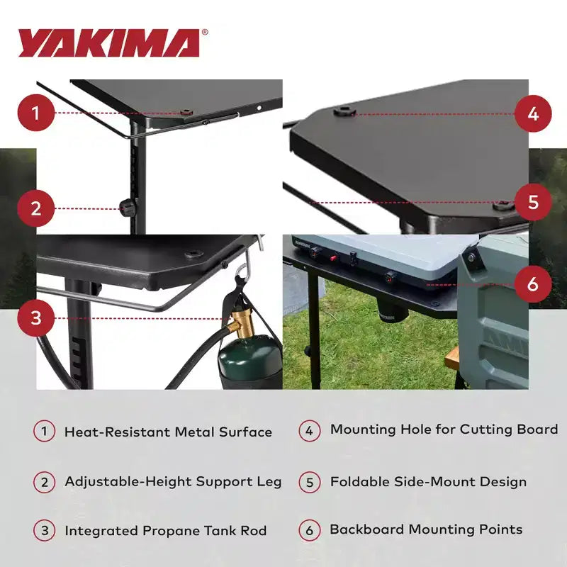 Yakima EXO OpenRange 16 x 31 po. Table d'appoint en métal pour réservoirs de propane, noire