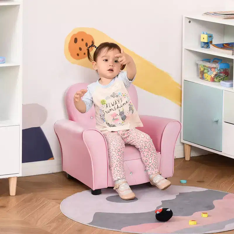 Canapé pour enfants Canapé-lit Enfant Rembourré Fauteuil Princesse Meuble avec Décoration Diamant pour Enfant d'âge Préscolaire