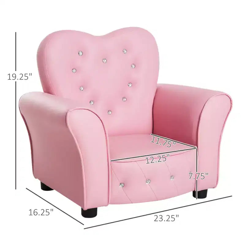 Canapé pour enfants Canapé-lit Enfant Rembourré Fauteuil Princesse Meuble avec Décoration Diamant pour Enfant d'âge Préscolaire