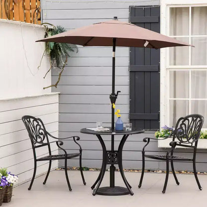 Table de salle à manger de terrasse ronde de 76 cm avec trou pour parasol, table de bistrot d'extérieur en fonte d'aluminium antique uniquement