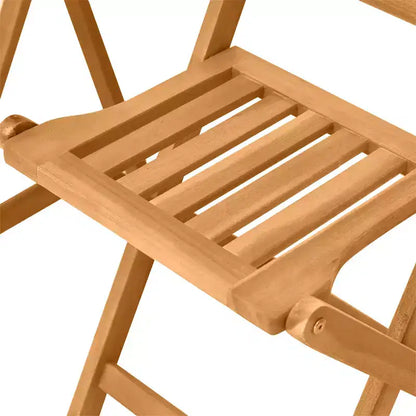 Ensemble de bistrot 3 pièces en bois d'acacia, mobilier de patio pliant avec 2 chaises pliantes et une table basse ronde, finition à lattes, pour jardin, balcon