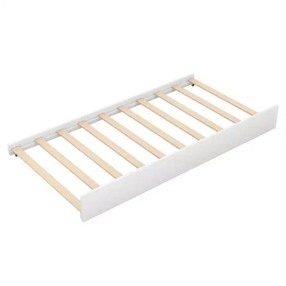 Bellemave Lit cabane pour enfants avec lit gigogne, design de toit, lit de sol peu encombrant pour deux enfants, décoration personnalisable, blanc