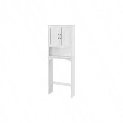 Over Toilet Cabinet Double Door Bathroom Storage Organizer White Toilet Rack with Adjustable Inner Shelf Open Storage Shelf