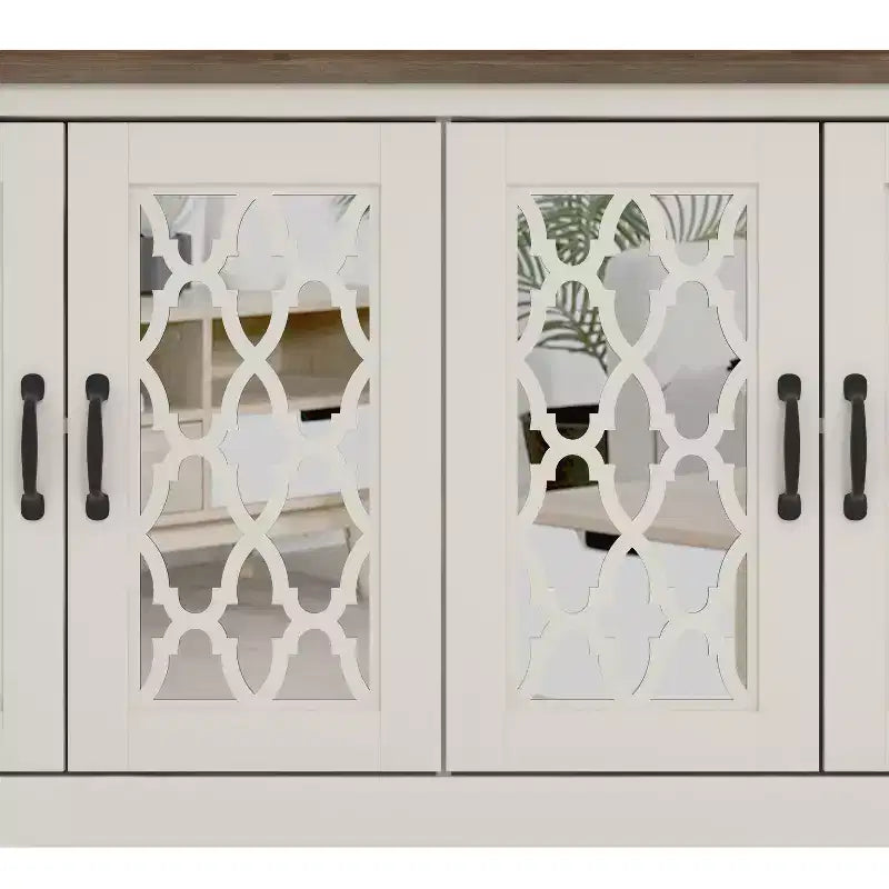 Meuble TV GALANO avec rangement à porte miroir 59,6 L 15,7 P 29,3 H