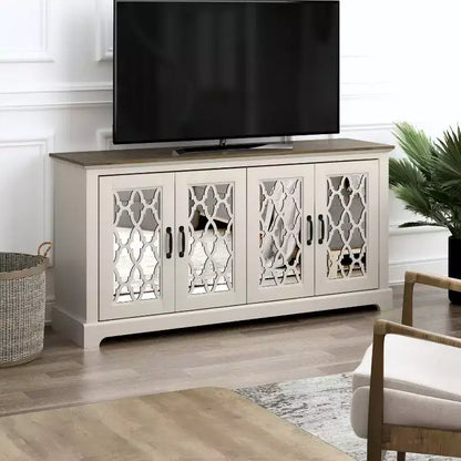 Meuble TV GALANO avec rangement à porte miroir 59,6 L 15,7 P 29,3 H
