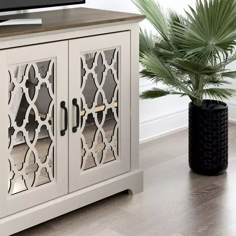 Meuble TV GALANO avec rangement à porte miroir 59,6 L 15,7 P 29,3 H