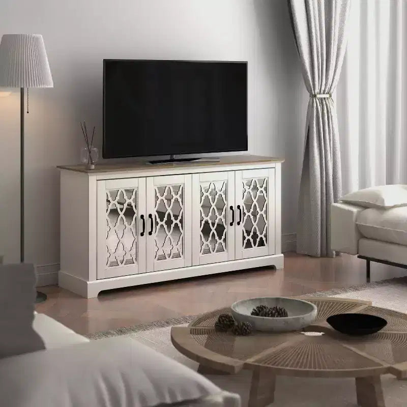 Meuble TV GALANO avec rangement à porte miroir 59,6 L 15,7 P 29,3 H