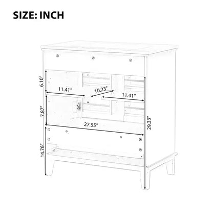 Meuble-lavabo MAYEERTY 30 po avec évier Portes d'armoire multifonctionnelles Tiroir Bois massif MDF Noir