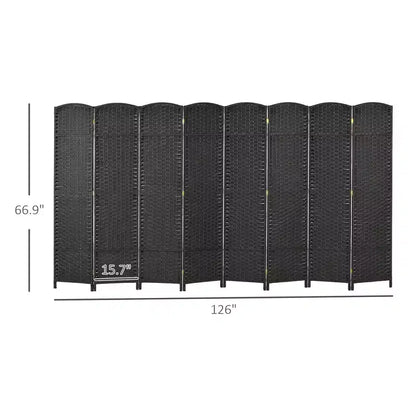 Paravent Pliant 8 Panneaux 1,7 m de Haut Séparateur de Pièce Autonome pour Bureau à Domicile