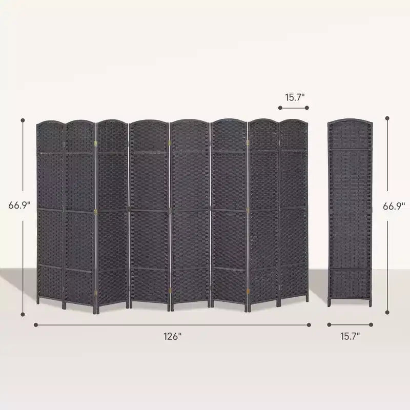 Paravent Pliant 8 Panneaux 1,7 m de Haut Séparateur de Pièce Autonome pour Bureau à Domicile