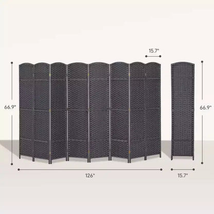 Paravent Pliant 8 Panneaux 1,7 m de Haut Séparateur de Pièce Autonome pour Bureau à Domicile