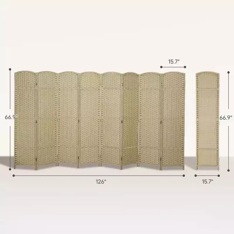 Paravent Pliant 8 Panneaux 1,7 m de Haut Séparateur de Pièce Autonome pour Bureau à Domicile
