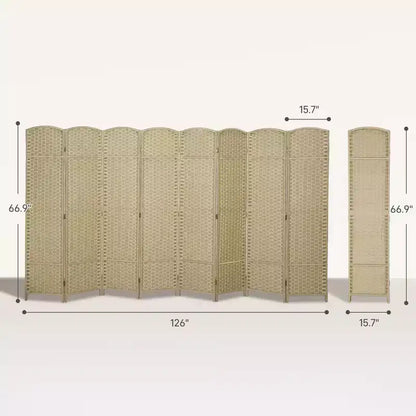 Paravent Pliant 8 Panneaux 1,7 m de Haut Séparateur de Pièce Autonome pour Bureau à Domicile