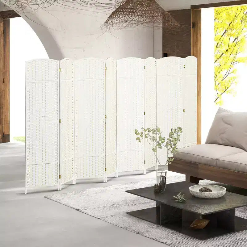 Paravent Pliant 8 Panneaux 1,7 m de Haut Séparateur de Pièce Autonome pour Bureau à Domicile