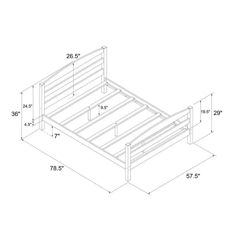 GDFStudio Tomlinson Lit plateforme moderne pleine taille en bois de pin