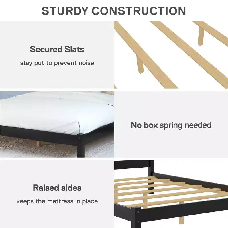GDFStudio Tomlinson Lit plateforme moderne pleine taille en bois de pin