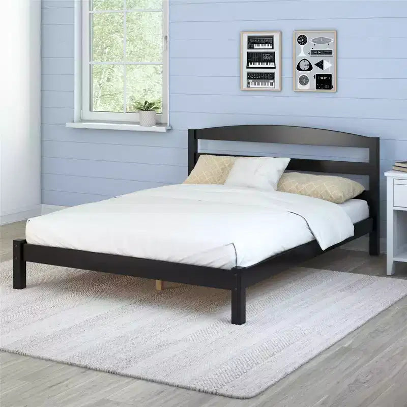 GDFStudio Tomlinson Lit plateforme moderne pleine taille en bois de pin