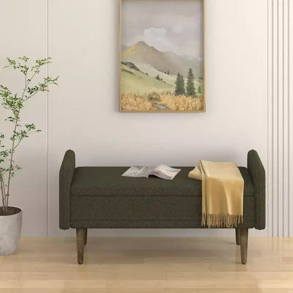 Banc de rangement en velours Teddy TUYOHW 45.98, Banc de bout de lit avec couvercle relevable, Pouf multifonctionnel pour salon, entrée