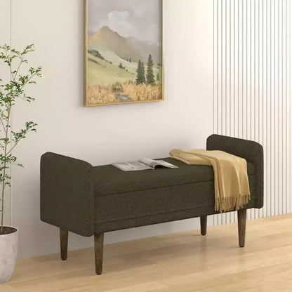 Banc de rangement en velours Teddy TUYOHW 45.98, Banc de bout de lit avec couvercle relevable, Pouf multifonctionnel pour salon, entrée