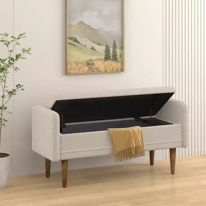 Banc de rangement en velours Teddy TUYOHW 45.98, Banc de bout de lit avec couvercle relevable, Pouf multifonctionnel pour salon, entrée
