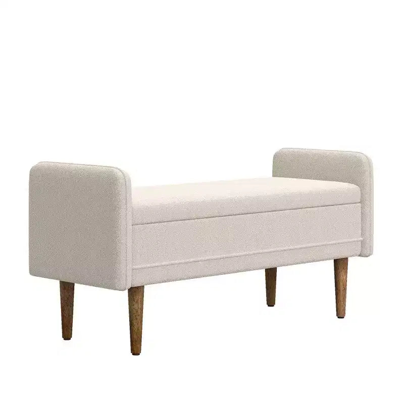 Banc de rangement en velours Teddy TUYOHW 45.98, Banc de bout de lit avec couvercle relevable, Pouf multifonctionnel pour salon, entrée