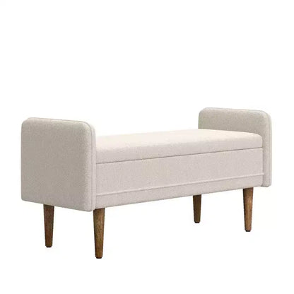 Banc de rangement en velours Teddy TUYOHW 45.98, Banc de bout de lit avec couvercle relevable, Pouf multifonctionnel pour salon, entrée