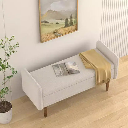 Banc de rangement en velours Teddy TUYOHW 45.98, Banc de bout de lit avec couvercle relevable, Pouf multifonctionnel pour salon, entrée