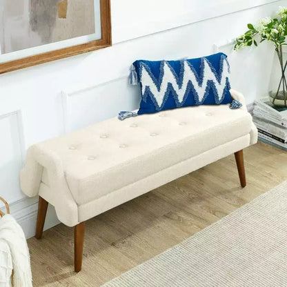 TUYOHW 45.98 Teddy Velvet Storage Bench,End of Bed Ottoman Bench with Lift Top,Multifunctional Ottoman for Living Room,Entryway