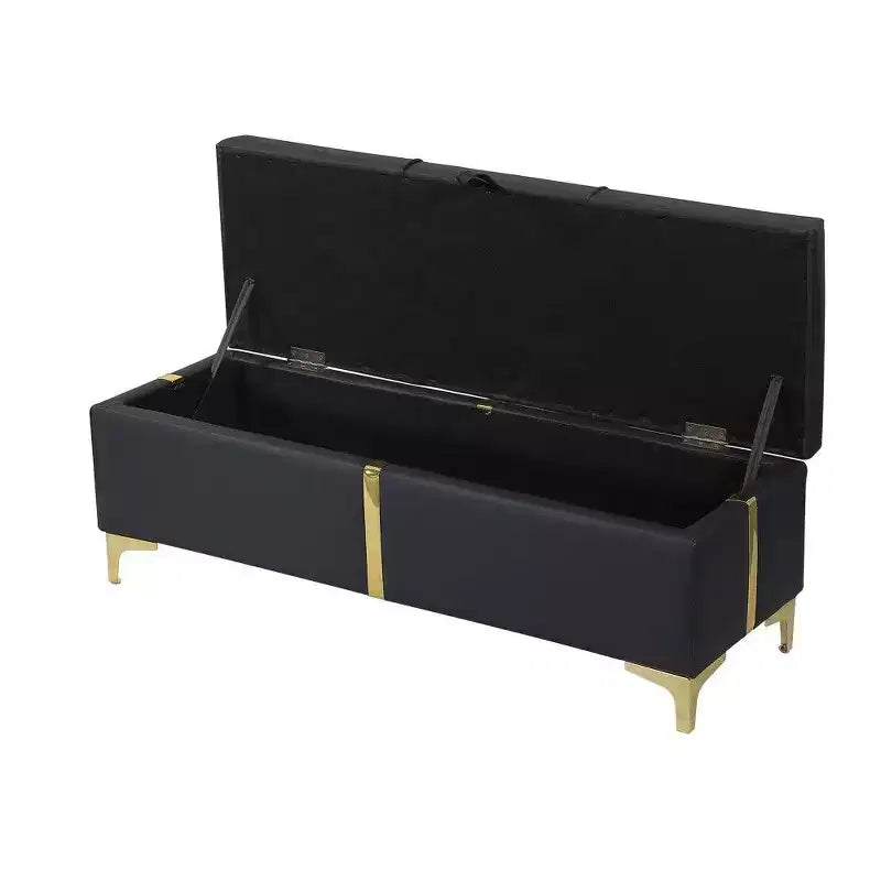 TUYOHW Banc de rangement rembourré élégant, banc ottoman de bout de lit de 120 cm avec pieds en métal, ottoman pour salon, entrée