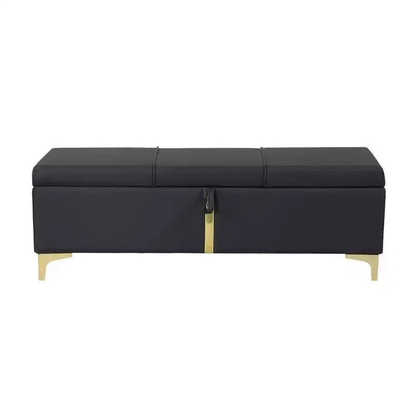 TUYOHW Banc de rangement rembourré élégant, banc ottoman de bout de lit de 120 cm avec pieds en métal, ottoman pour salon, entrée