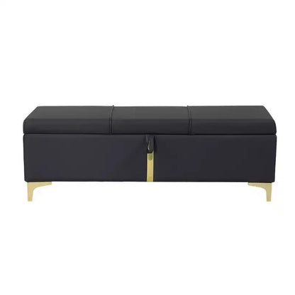 TUYOHW Banc de rangement rembourré élégant, banc ottoman de bout de lit de 120 cm avec pieds en métal, ottoman pour salon, entrée